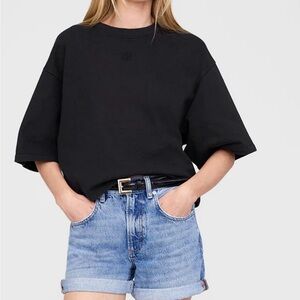 Anine Bing Myers Cropped Tee in Faded Black, New With Tags